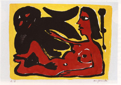 Lithografie aquarelliert